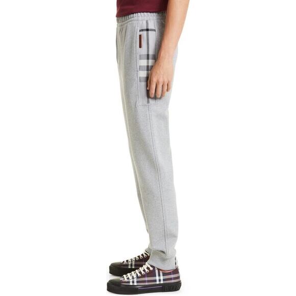 NWT Burberry Stephan Size L Pale Gray Melange Nova Check Jogger Sweatpants $800 - Picture 4 of 13